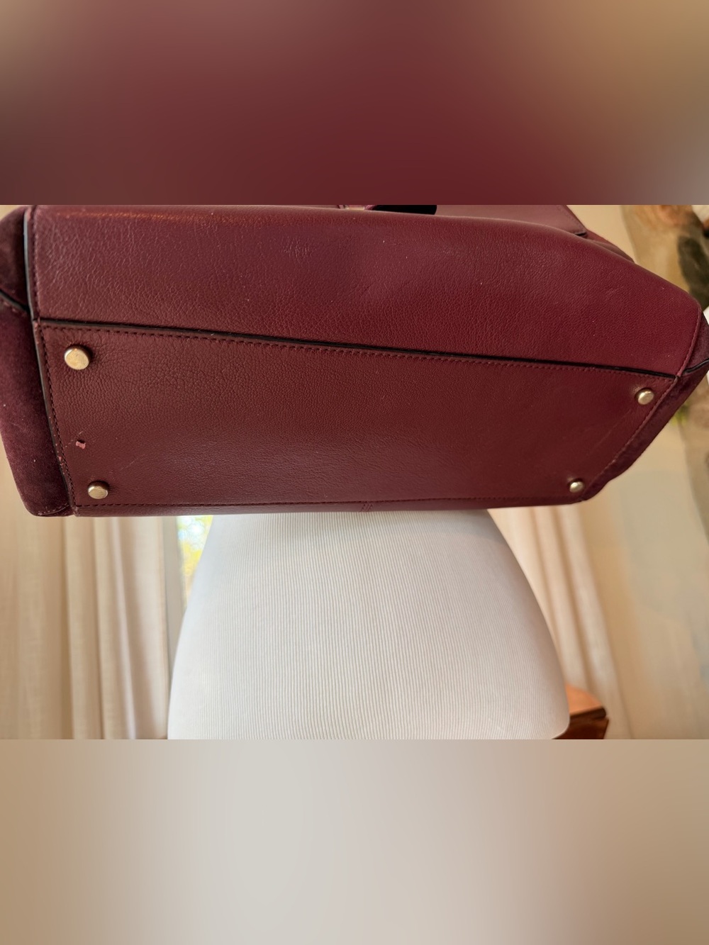 Kate Spade Roselyn Hunts Place Wine Suede Leather Tote Bag - Picture 3 of 11